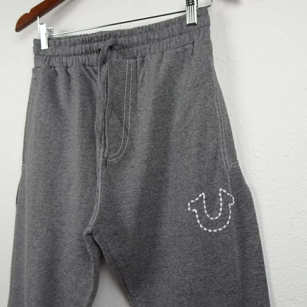 True Religion Joggers Men's Size S Gray Logo Sweatpants Lounge Wear
